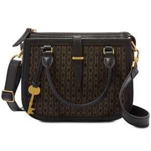 Fossil Jacquard Signature Small Leather Satchel
